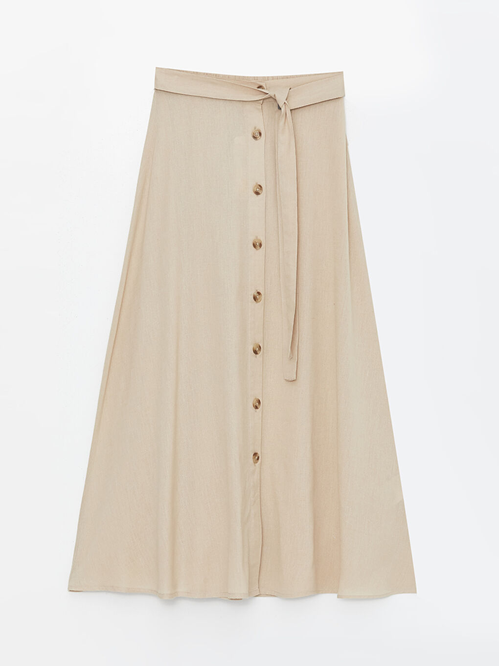 Elasticated Waist Plain Linen Blend Women's Skirt -S4CT96Z8-G5M