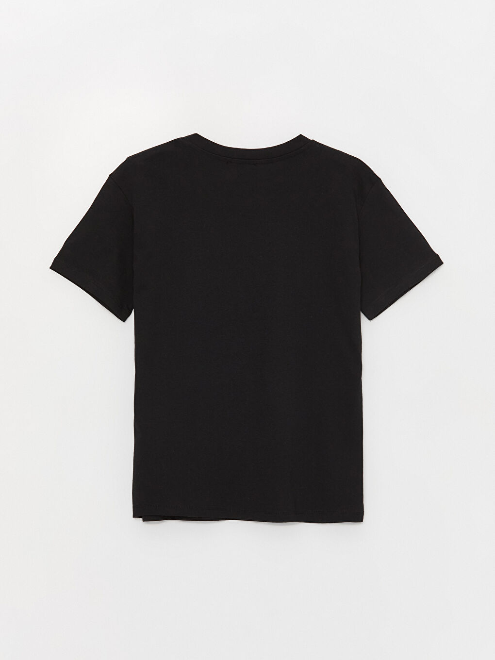 Siyah Bisiklet Yaka Baskılı Kısa Kollu Kadın Tişört-6