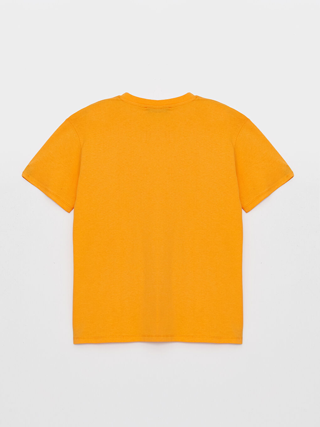 Turuncu Bisiklet Yaka Baskılı Kısa Kollu Kadın Tişört-6