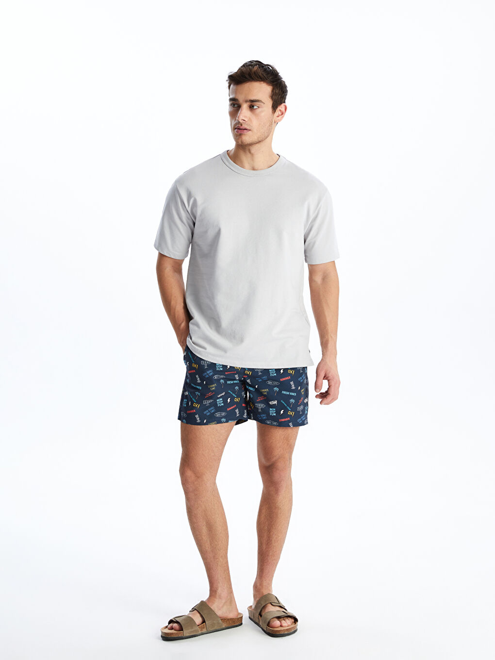 Short Patterned Men's Swimming Shorts -S4CU19Z8-LSJ