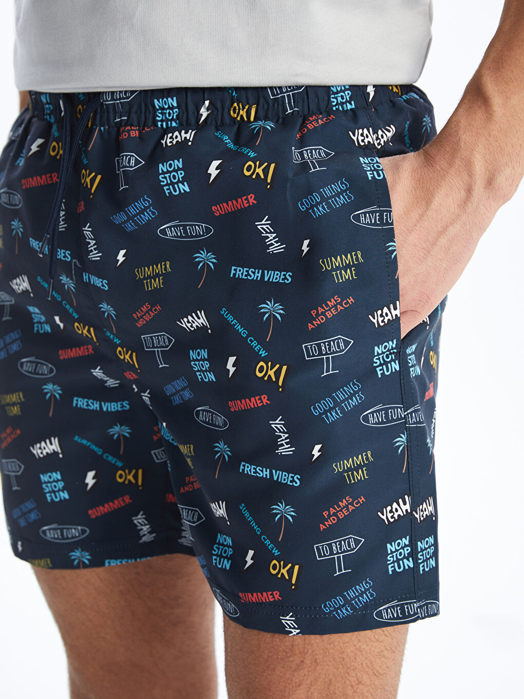 Short Patterned Men's Swimming Shorts -S4CU19Z8-LSJ