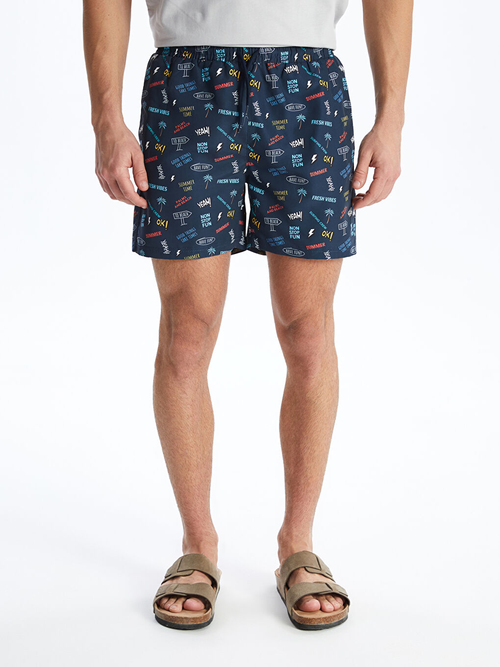 Short Patterned Men's Swimming Shorts -S4CU19Z8-LSJ