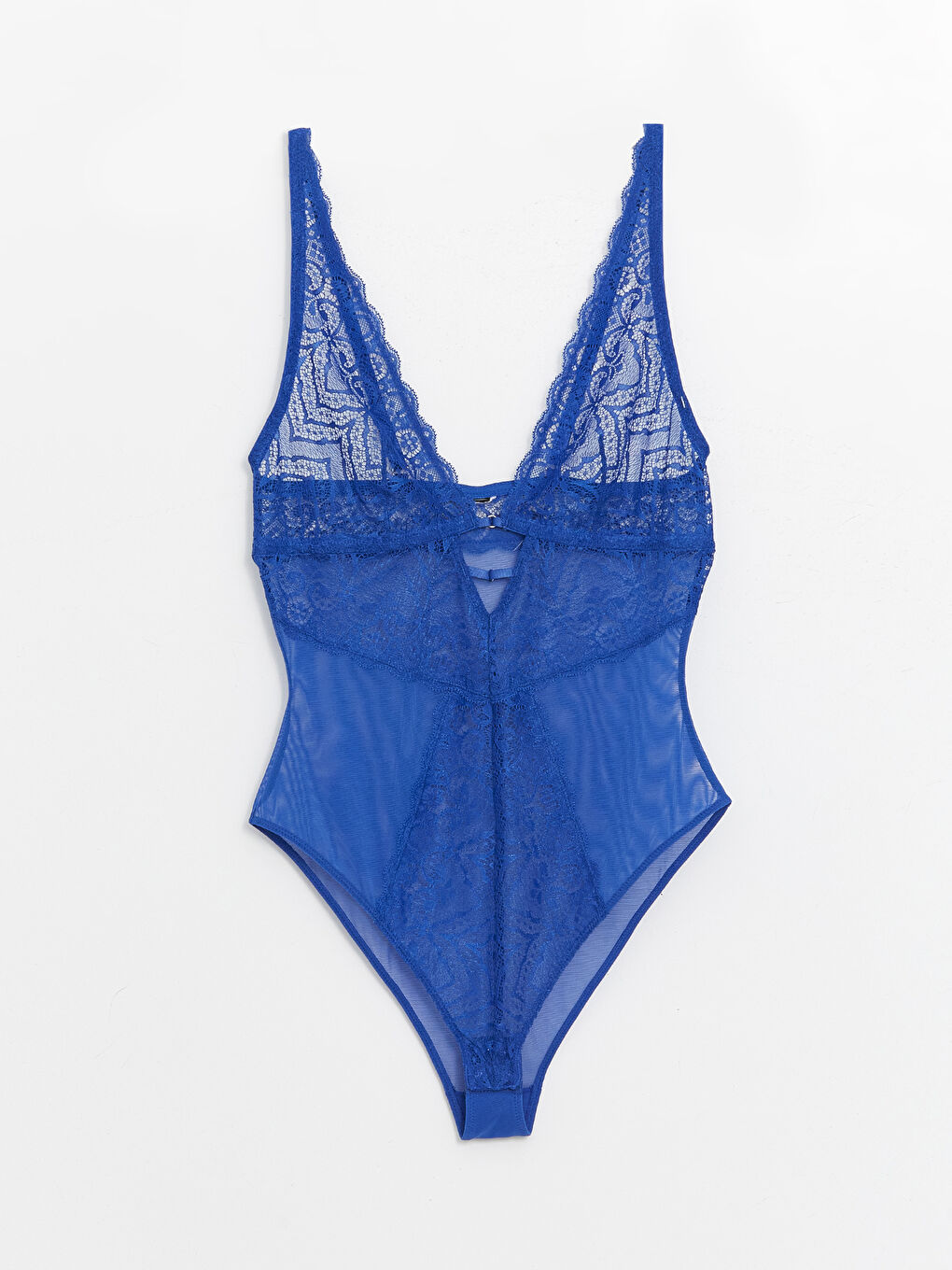 V Neck Strappy Lace Detailed Bodysuit -S4CU24Z8-HSJ
