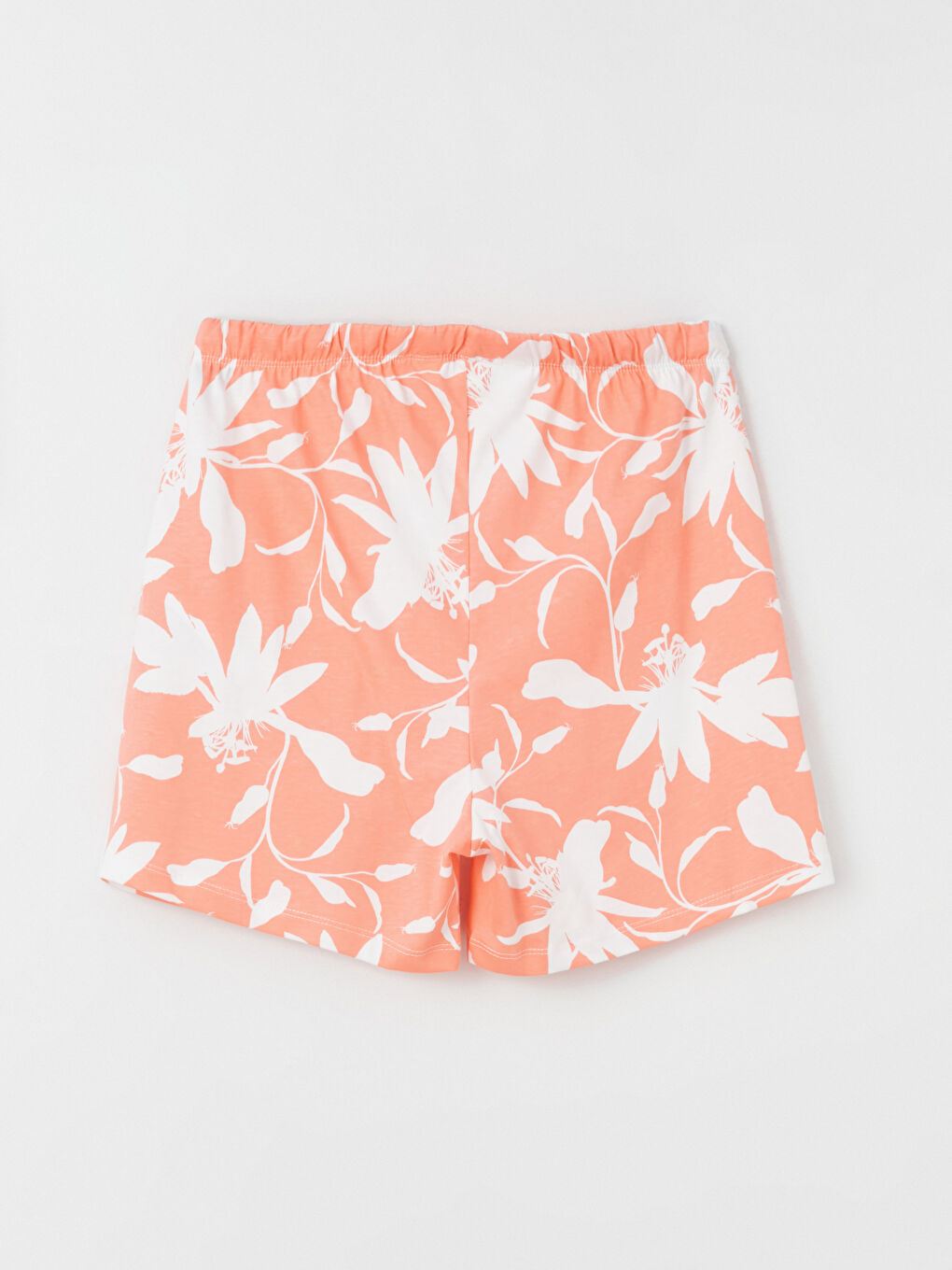 Mercan Bisiklet Yaka Desenli Kısa Kollu Kadın Şortlu Pijama Takımı-9