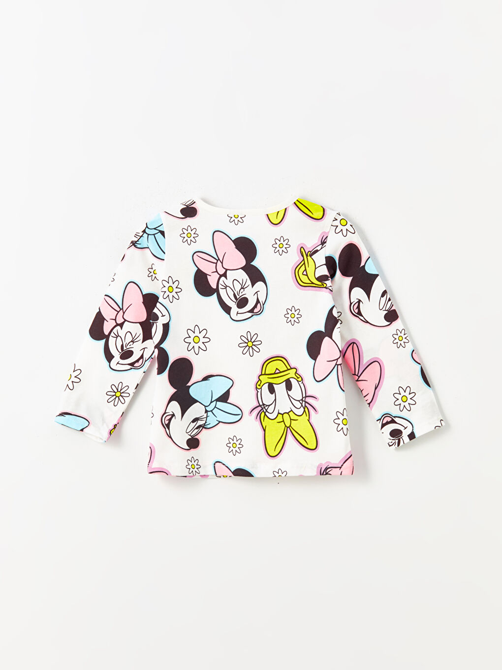 LCW baby Ekru Baskılı Bisiklet Yaka Uzun Kollu Minnie Mouse Baskılı Kız Bebek Pijama Takımı - 3