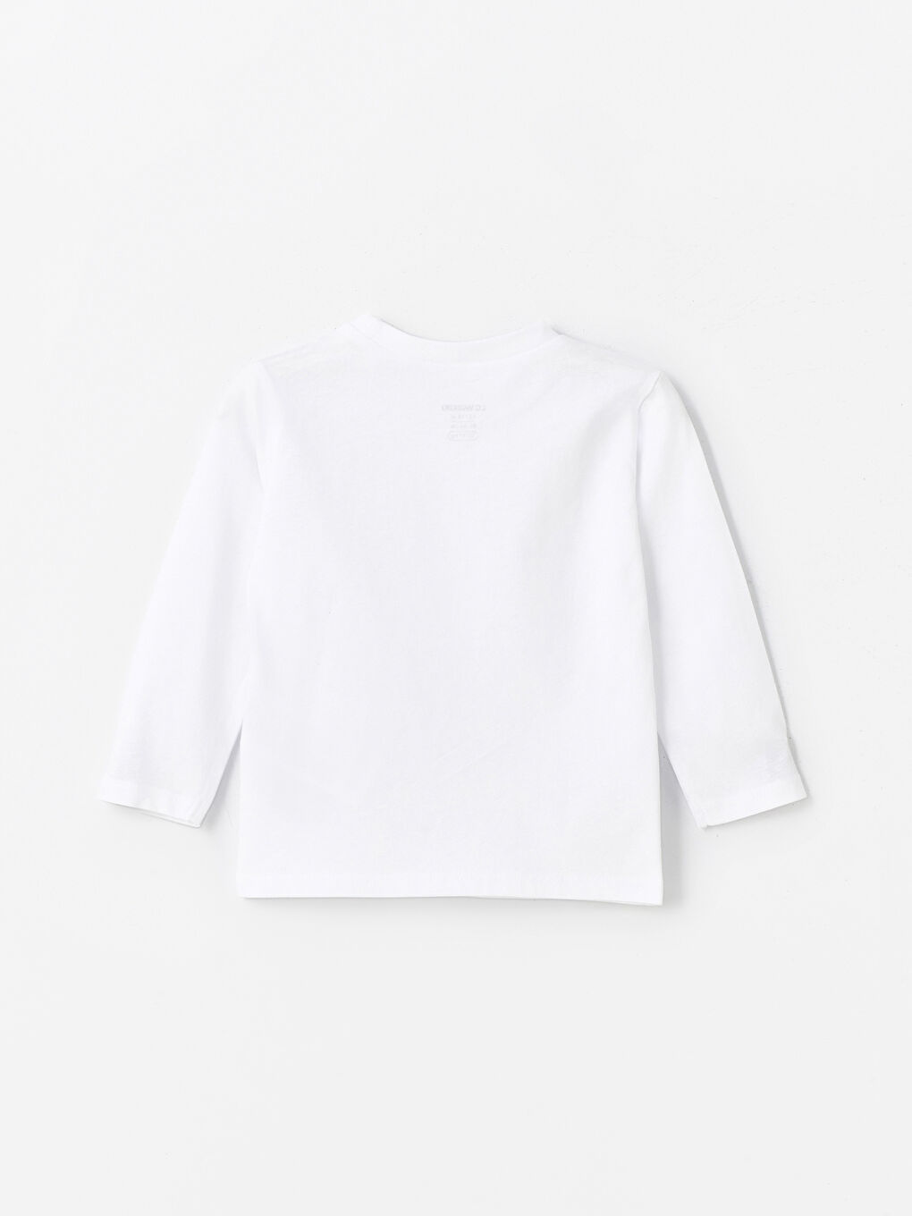 Beyaz Bisiklet Yaka Uzun Kollu Erkek Bebek Tişört-1