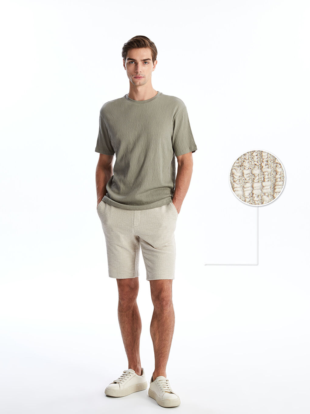 Regular Fit Men's Textured Shorts -S4CY90Z8-RW0