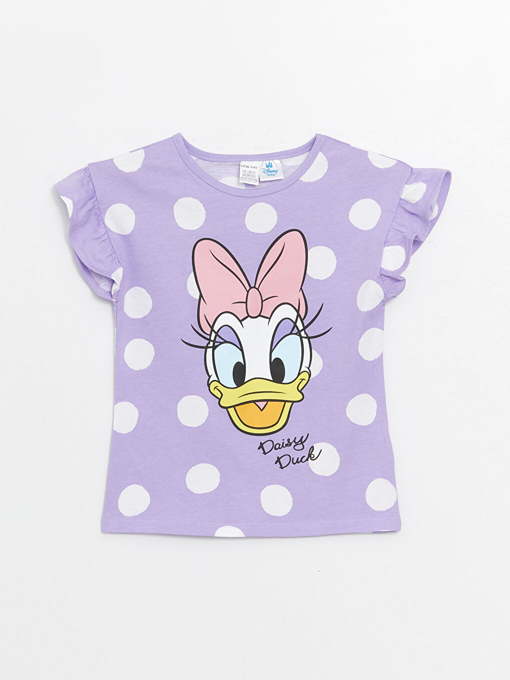 LCW baby Mor Baskılı Bisiklet Yaka Kısa Kollu Daisy Duck Baskılı Kız Bebek Pijama Takımı - 1