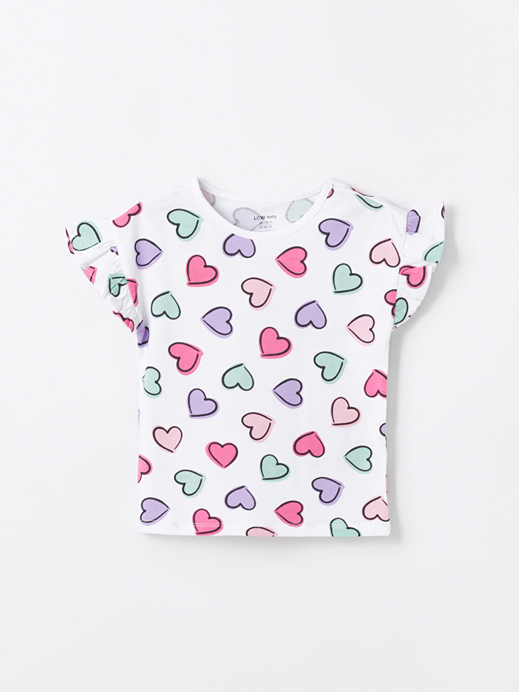 Ekru Bisiklet Yaka Kısa Kollu Baskılı Kız Bebek Pijama Üst