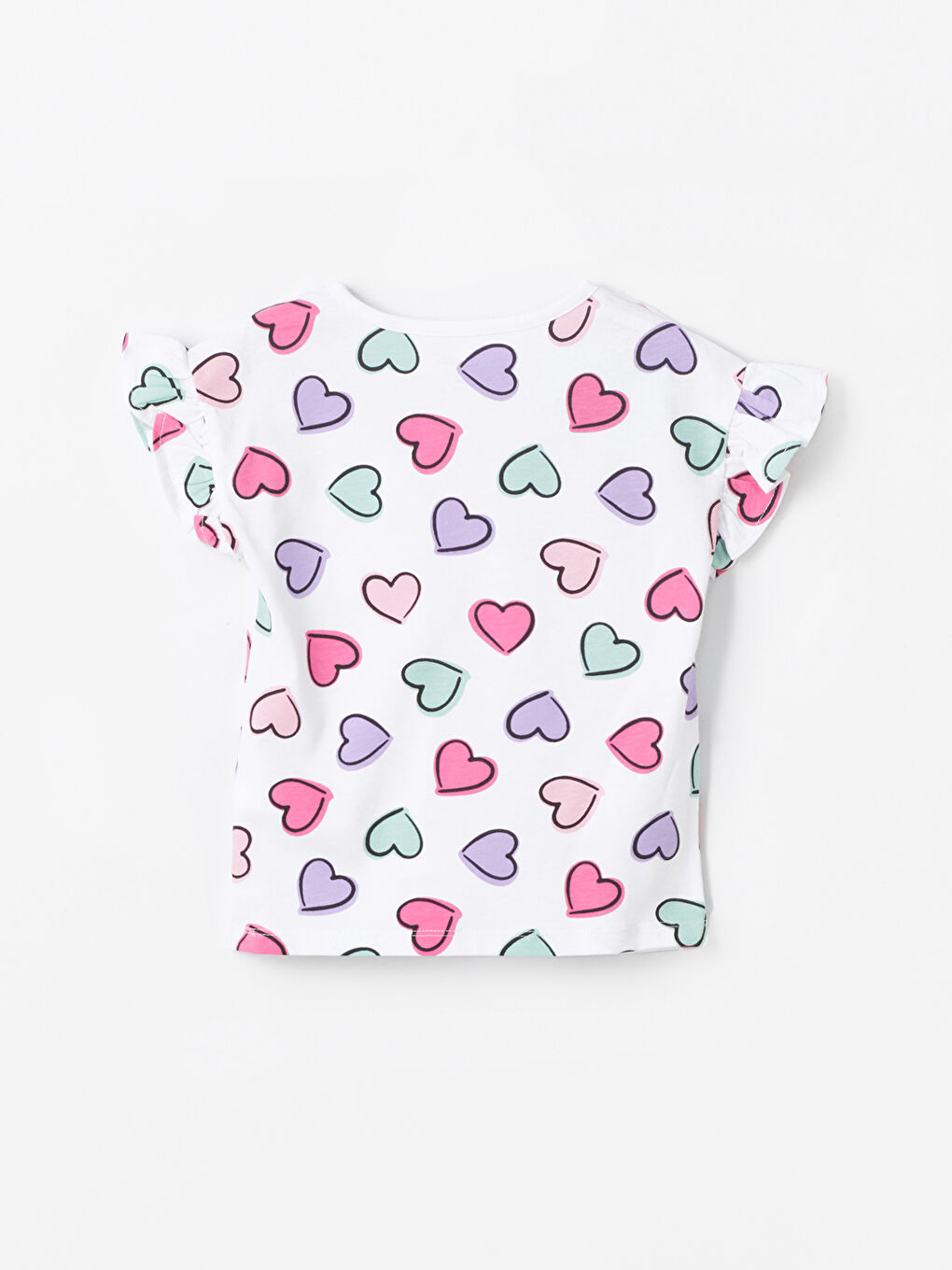 Ekru Bisiklet Yaka Kısa Kollu Baskılı Kız Bebek Pijama Üst-1