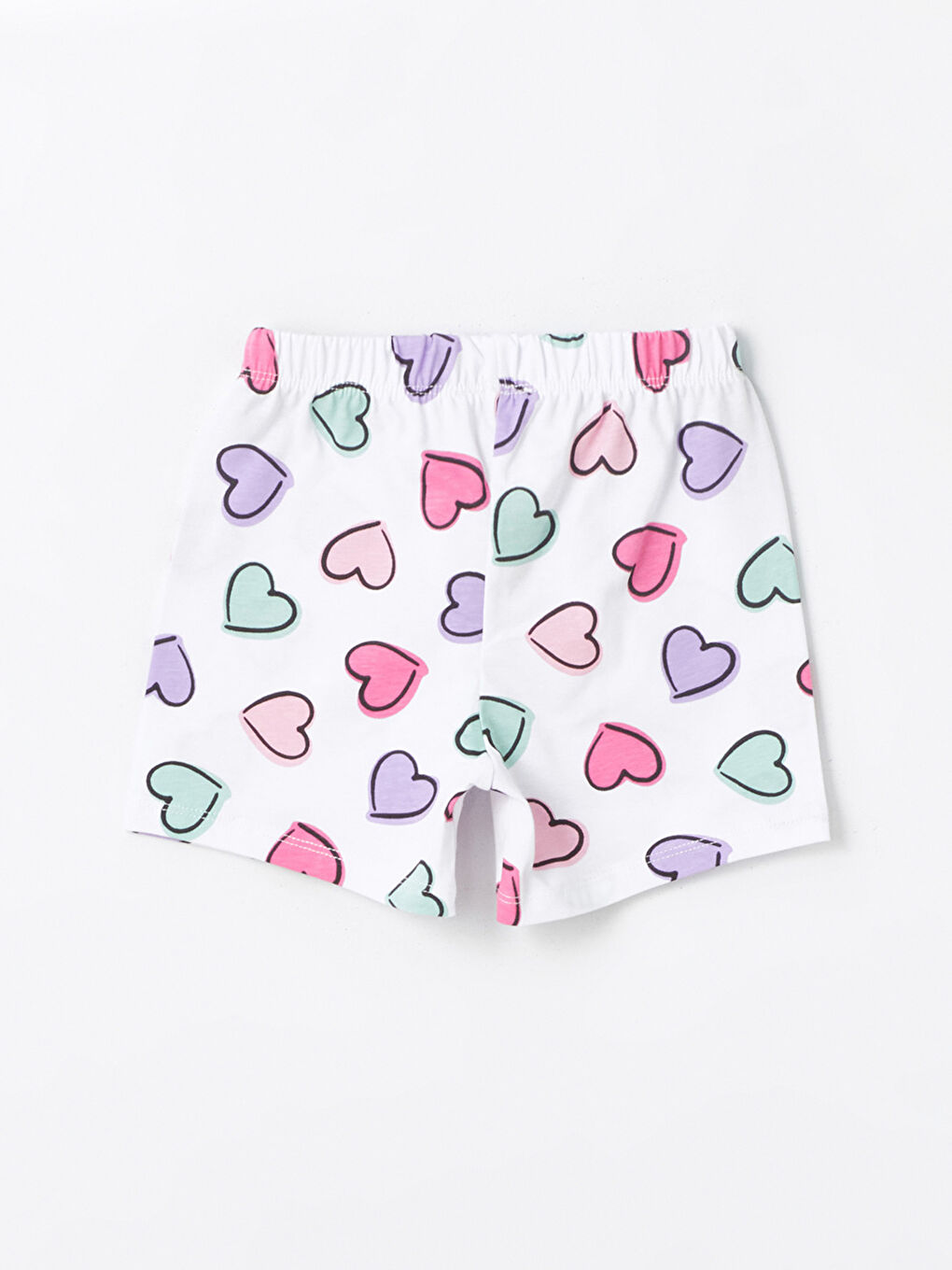 Ekru Beli Lastikli Baskılı Kız Bebek Şort-1