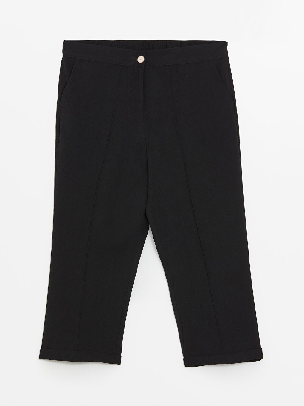 Siyah Beli Lastikli Rahat Kalıp Kadın Kapri-5