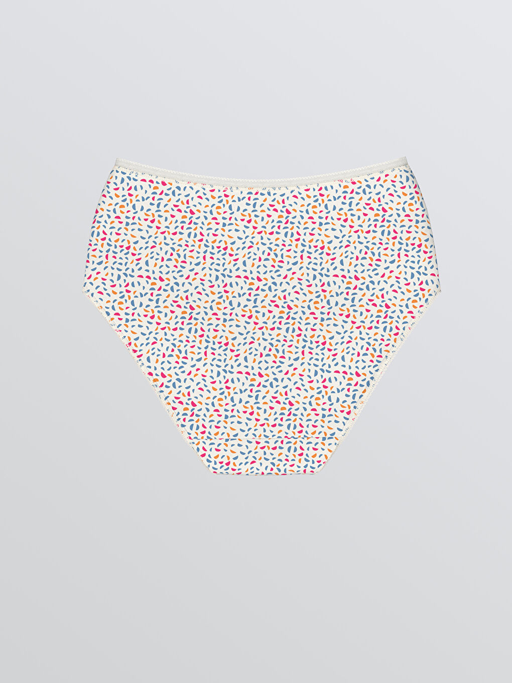 Ekru Yüksek Bel Desenli Klasik Külot-1