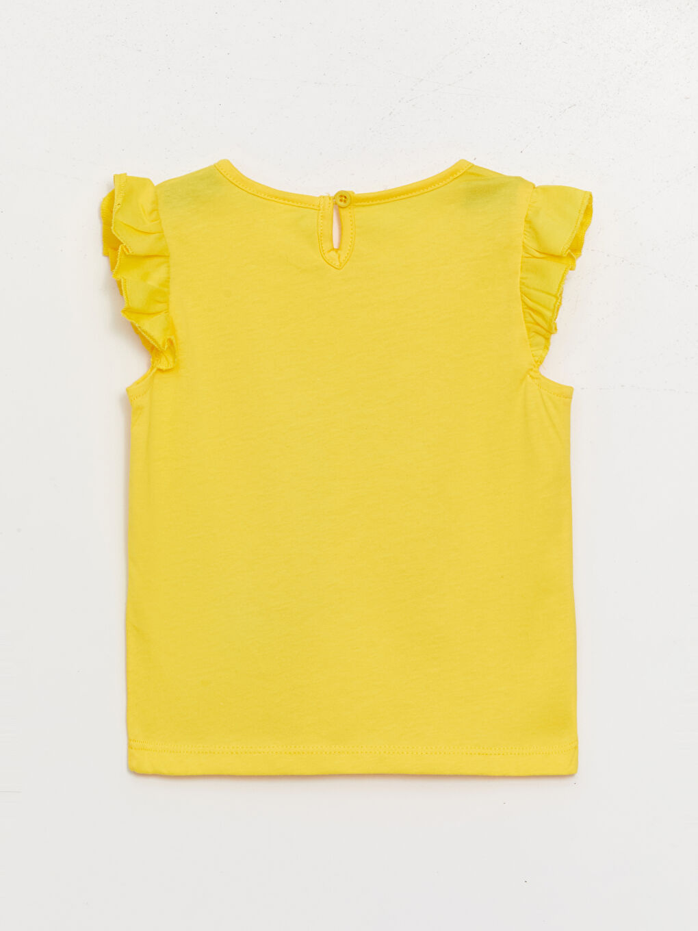 Sarı Bisiklet Yaka Baskılı Kısa Kollu Kız Bebek Tişört-1