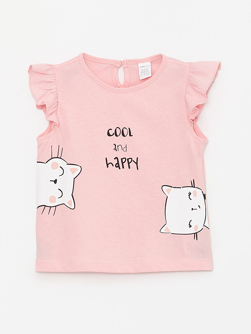 Pembe Bisiklet Yaka Baskılı Kısa Kollu Kız Bebek Tişört