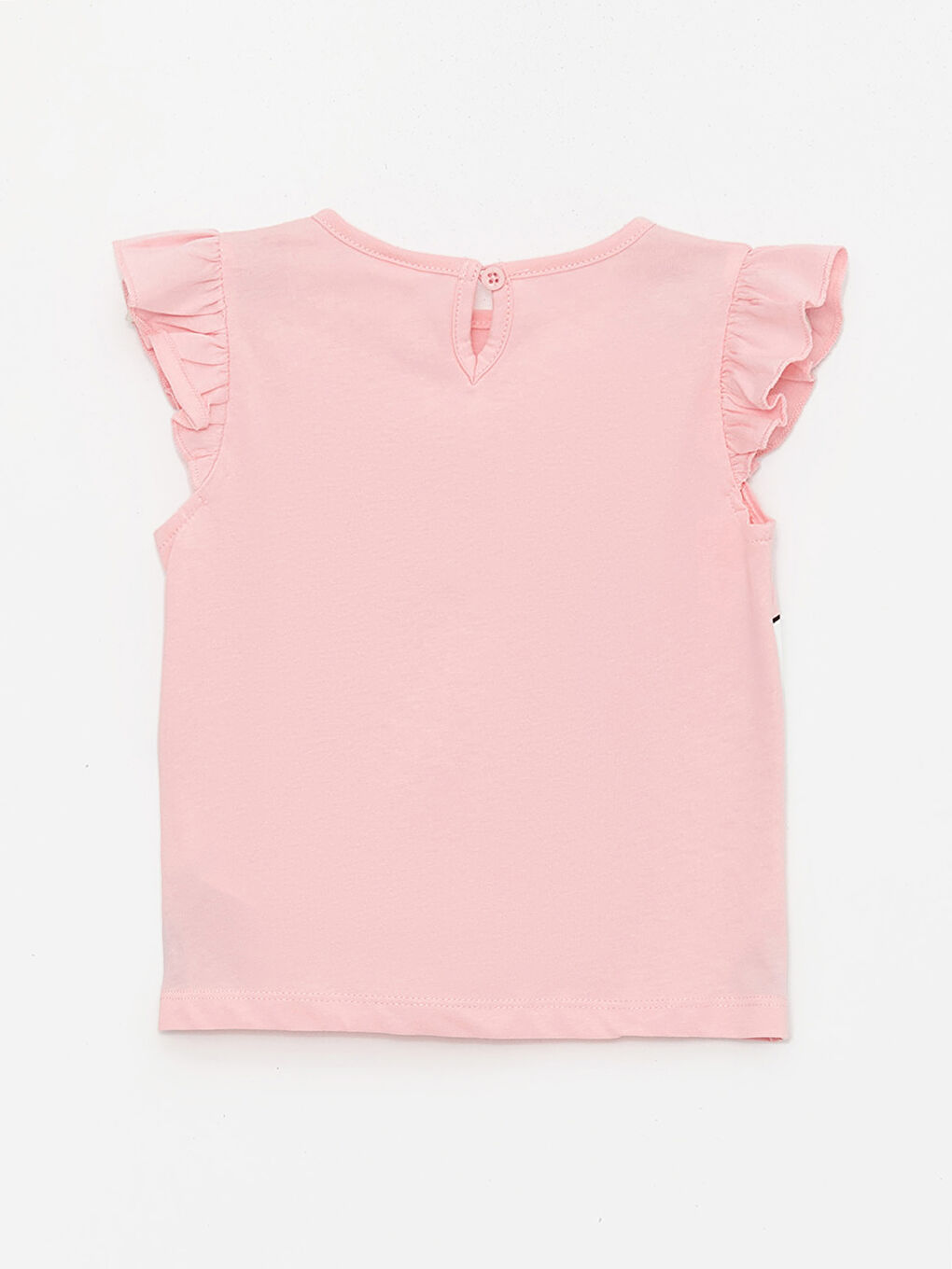 Pembe Bisiklet Yaka Baskılı Kısa Kollu Kız Bebek Tişört-1