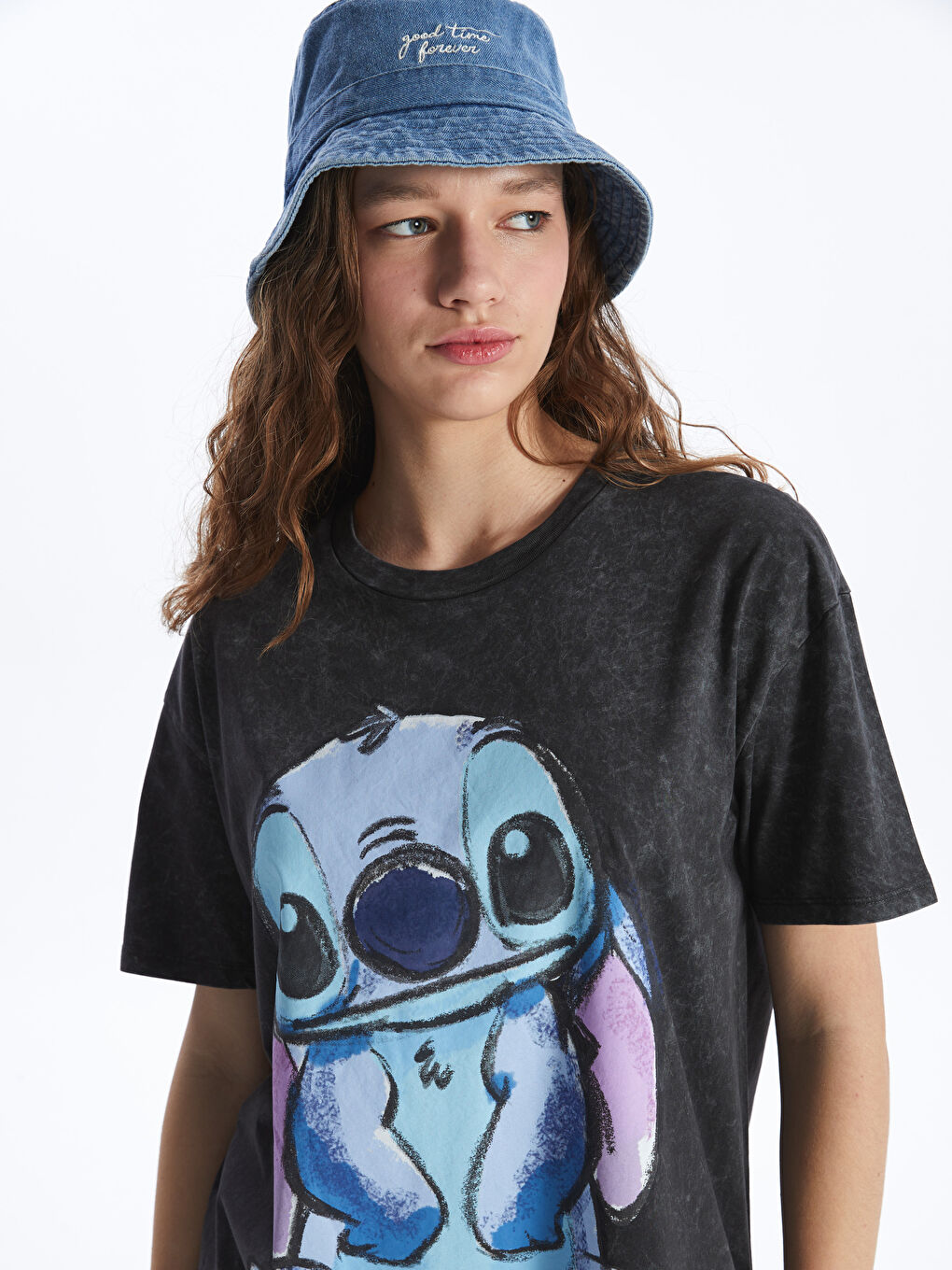 Ženska majica okruglog izreza sa otiskom Lilo & Stitch -S4DB67Z8-RFL