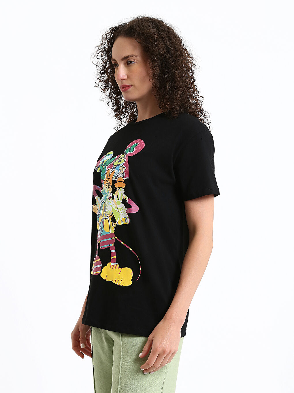 Crew Neck Mickey and Friends Printed Women's T-Shirt-5