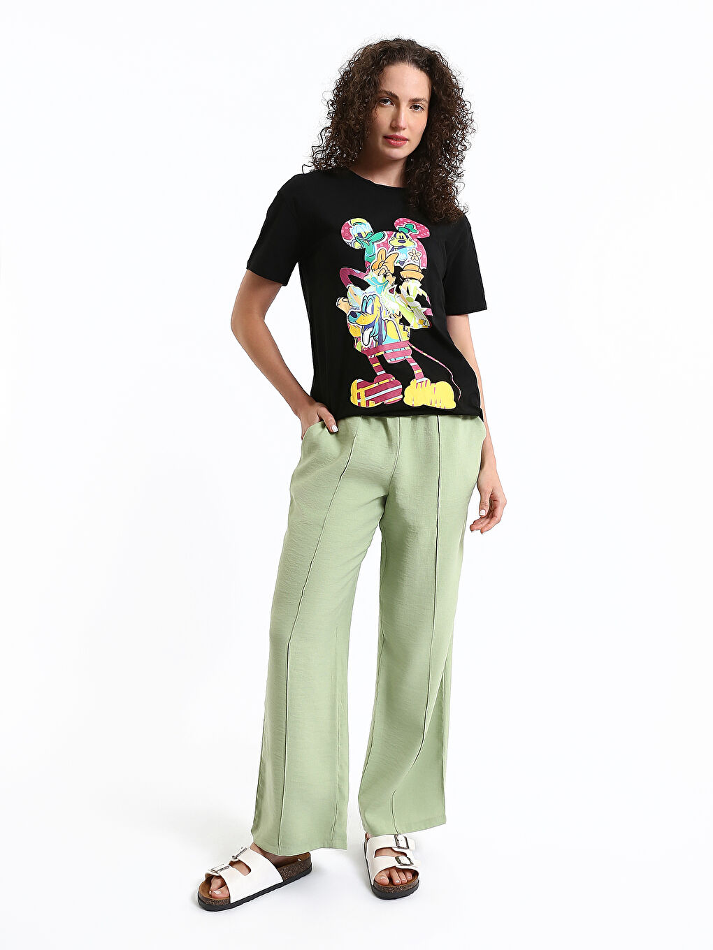 Crew Neck Mickey and Friends Printed Women's T-Shirt-2