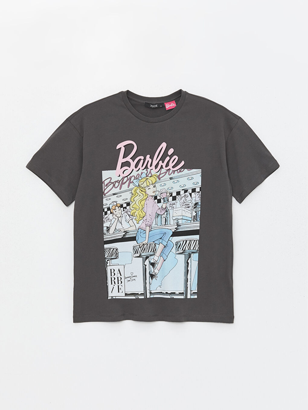 Crew Neck Barbie Printed Short Sleeve Oversize Women's T-Shirt-5