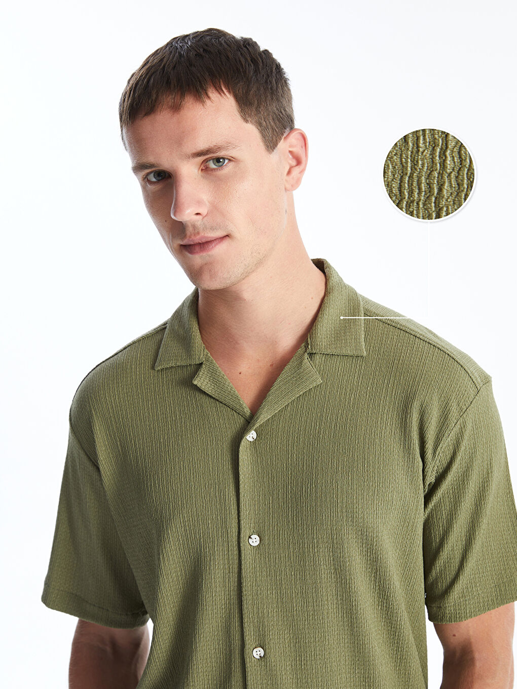 Regular Fit Men's Short Sleeve Textured Shirt -S4DB84Z8-SYJ