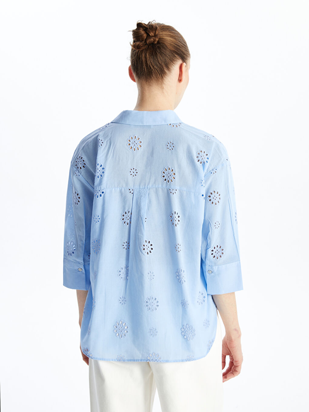 LCW Vision Self-Patterned Oversize Women's Shirt -S4DC05Z8-VG9