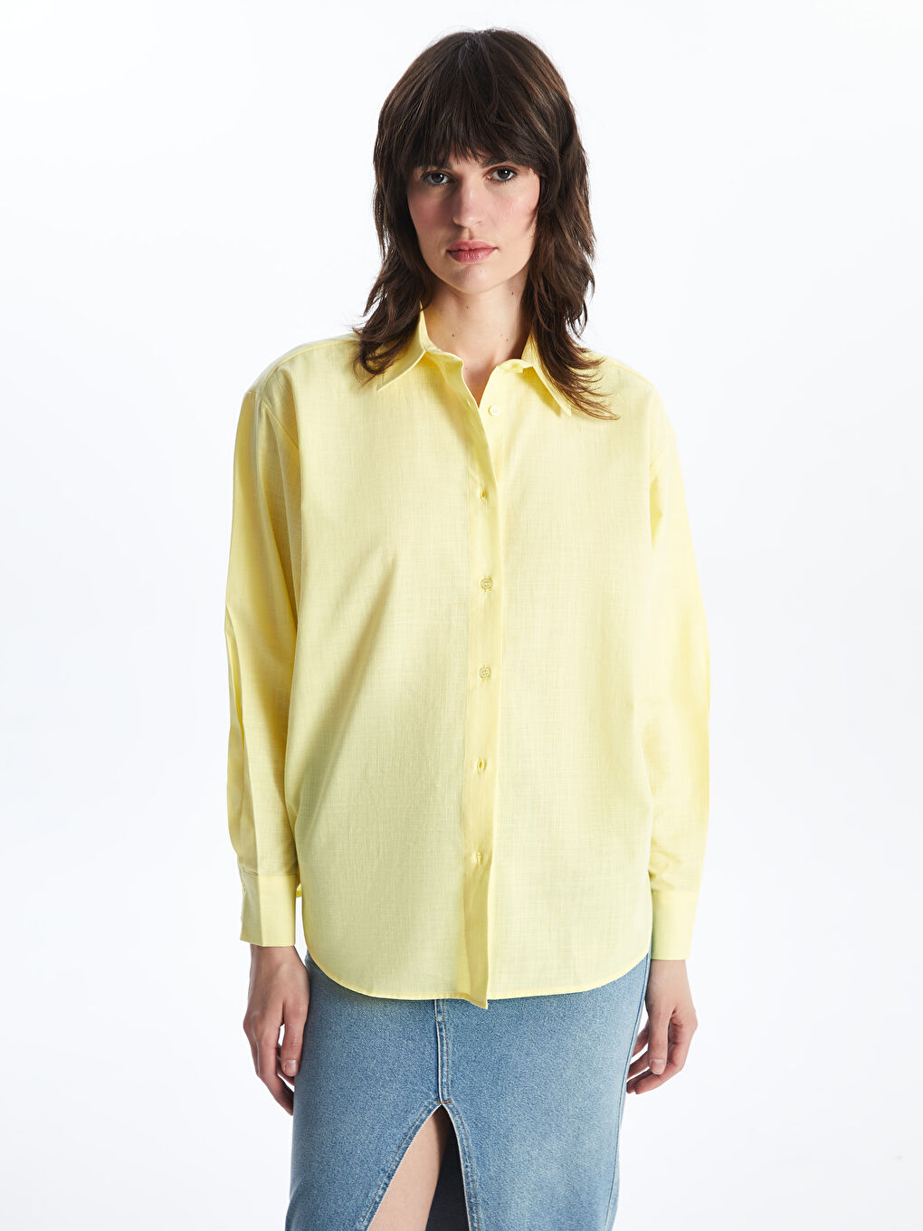Plain Long Sleeve Oversize Women's Shirt -S4DC08Z8-QW8