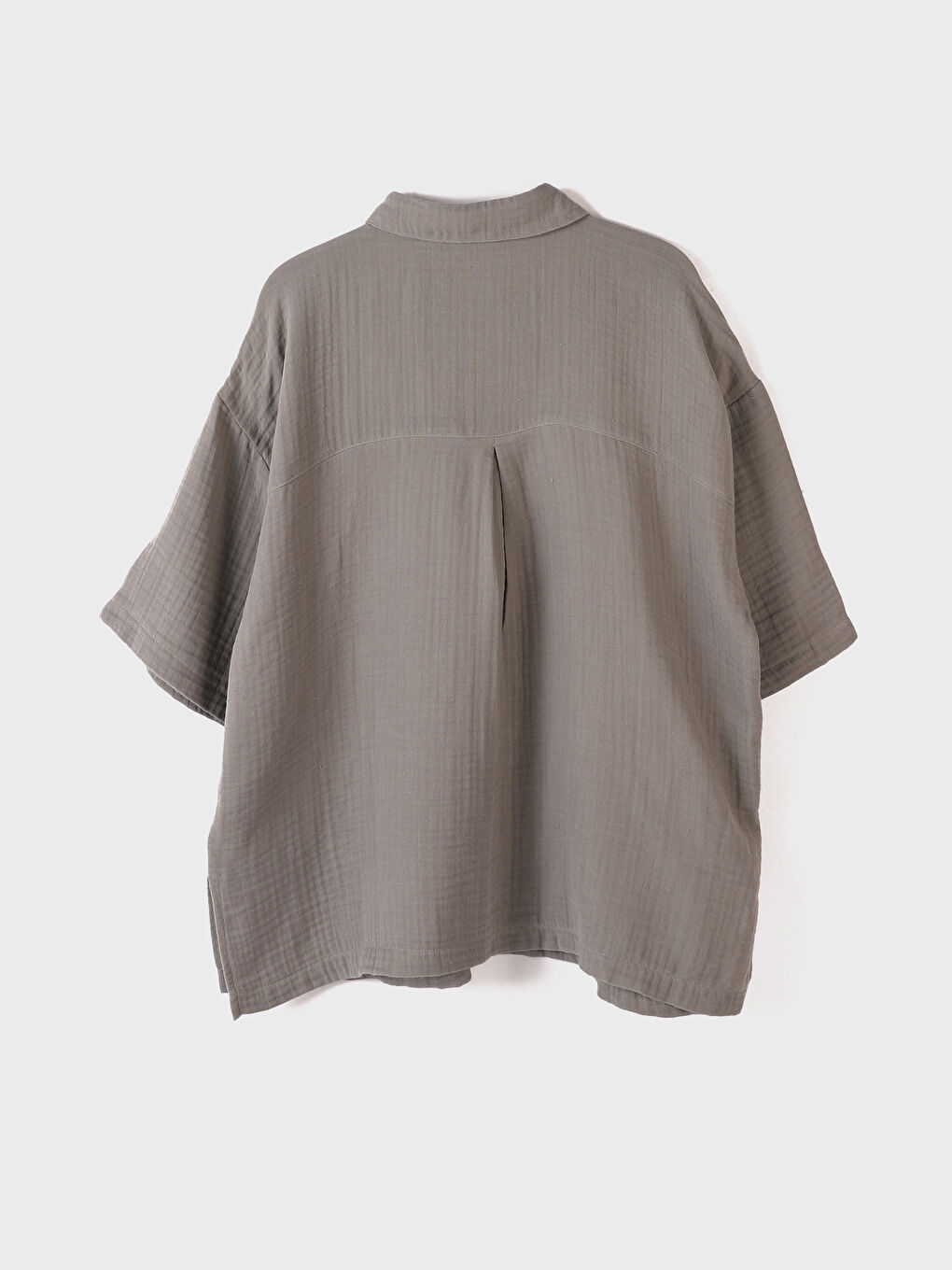 Front Button Closure Plain Pocket Detailed Short Sleeve Women's Shirt -S4DC13Z8-Y4Z