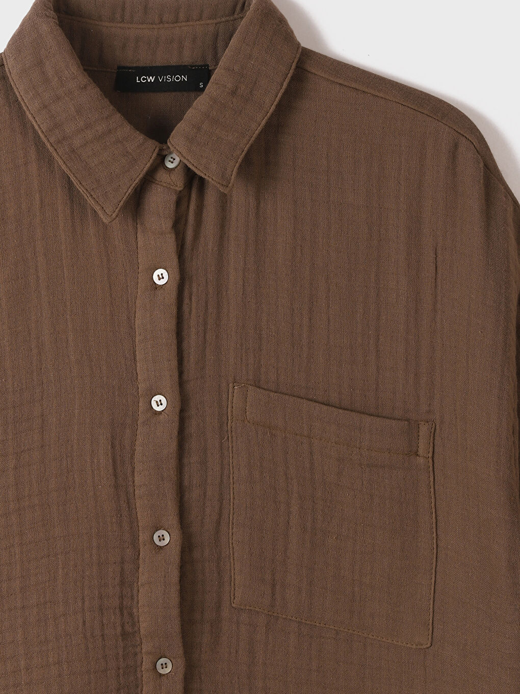 قميص للسيدات بأزرار أمامية وجيب سادة بتفاصيل وكم قصير-2