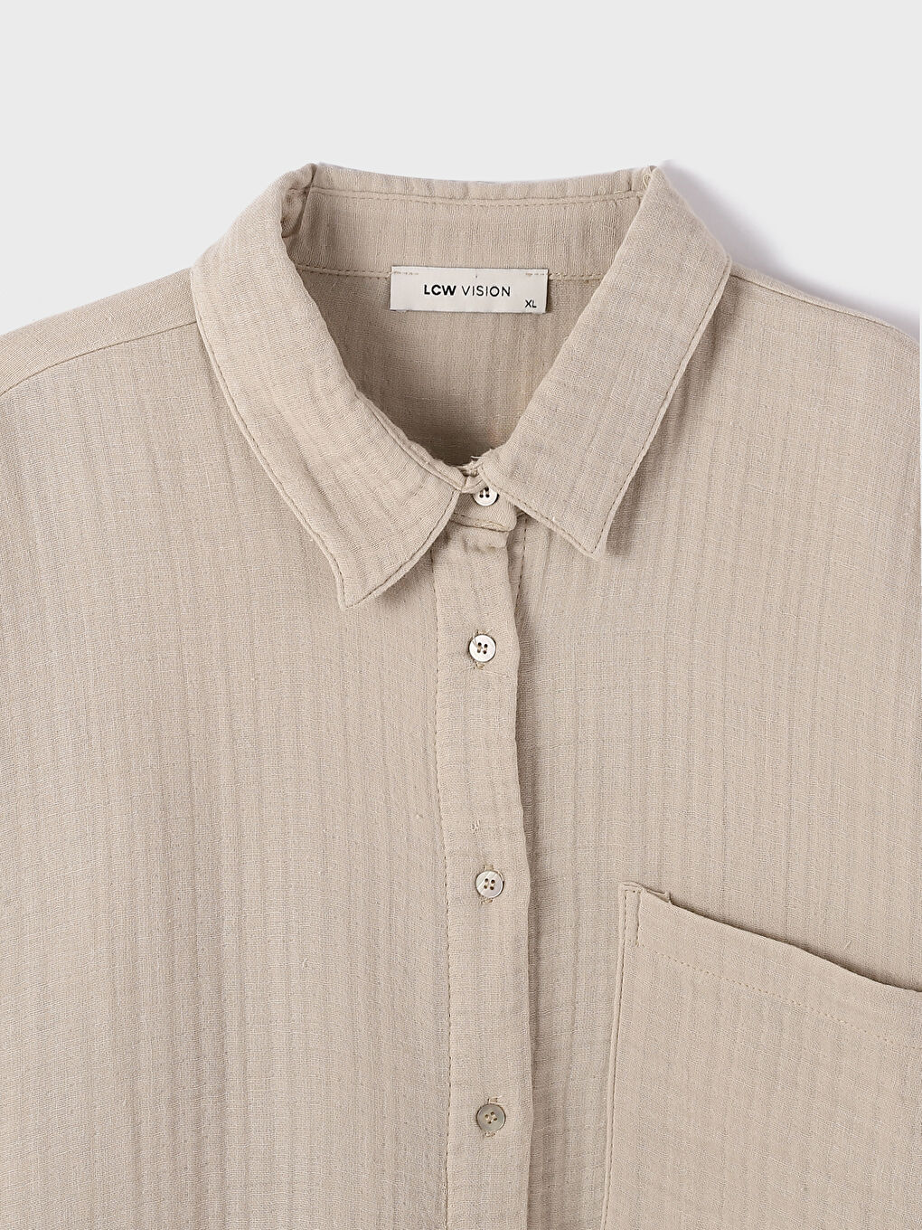 Jednostavna ženska košulja kratkih rukava sa džepom i prednjim kopčanjem na dugmad-1