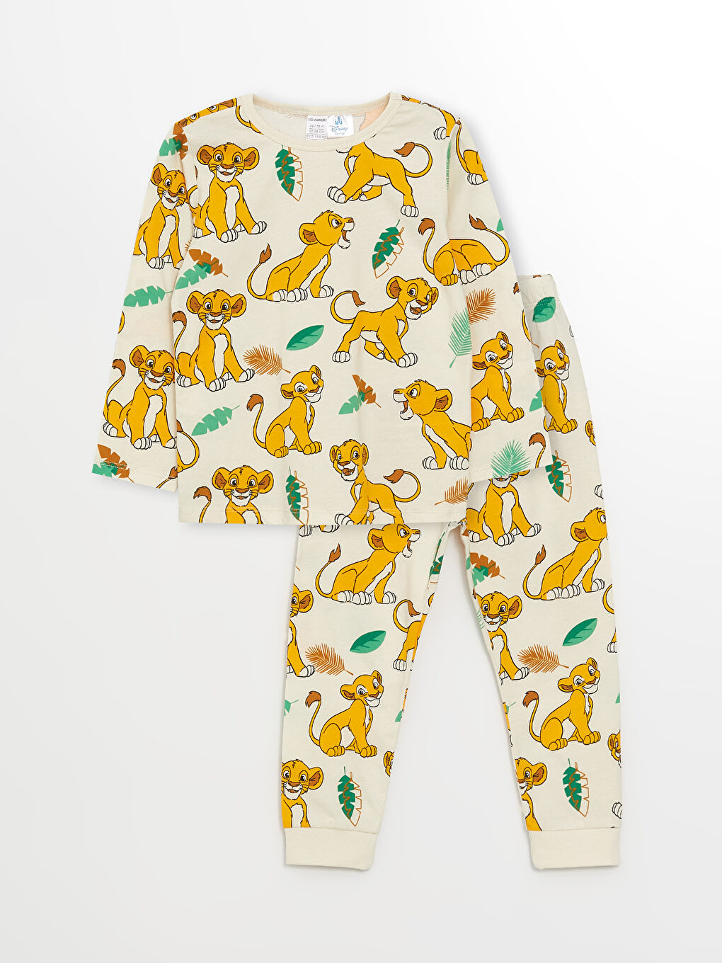 Set Pijama Bebeluși Băieți Imprimat Regele Leu, Mânecă Lungă și Guler Rotund