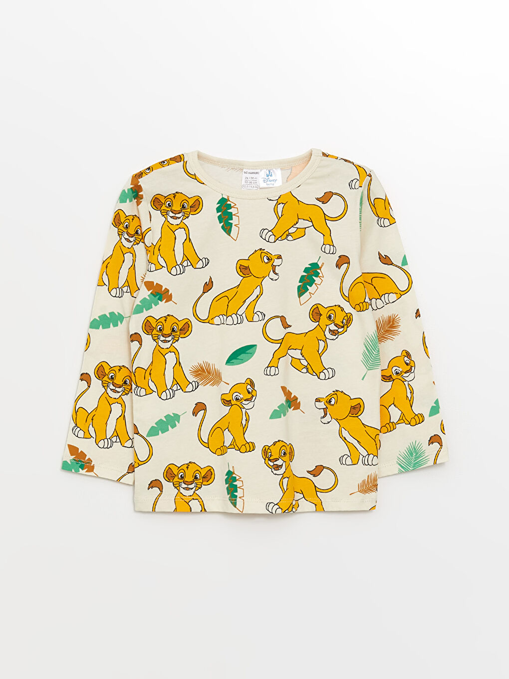 Set Pijama Bebeluși Băieți Imprimat Regele Leu, Mânecă Lungă și Guler Rotund-1