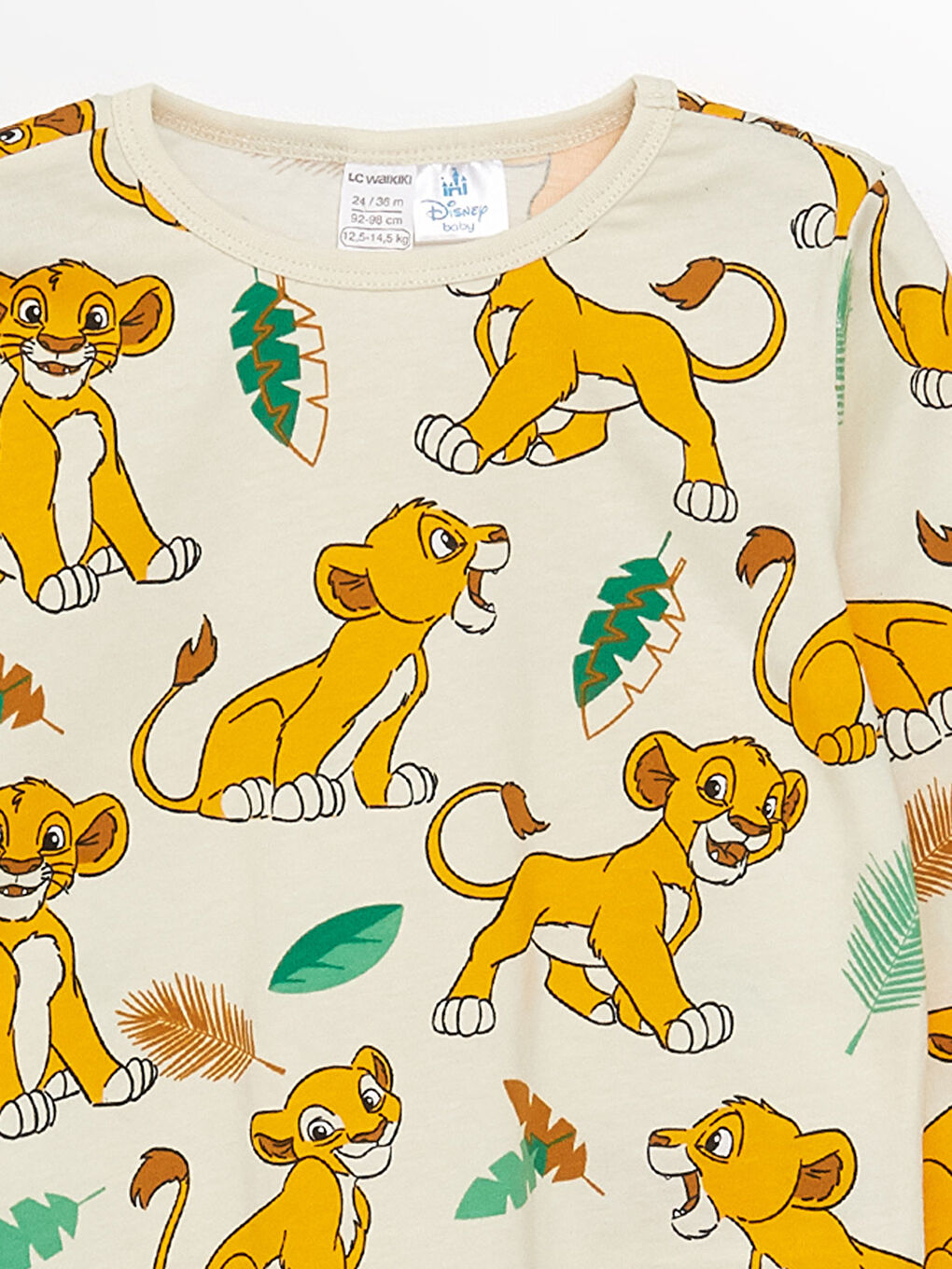 Set Pijama Bebeluși Băieți Imprimat Regele Leu, Mânecă Lungă și Guler Rotund-5
