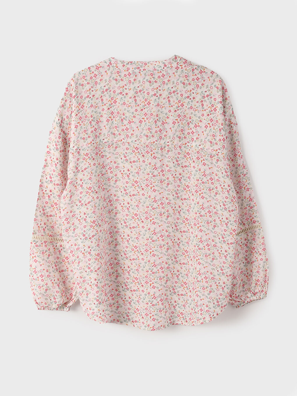 Notch Neck Patterned Long Sleeve Oversize Women's Blouse-3