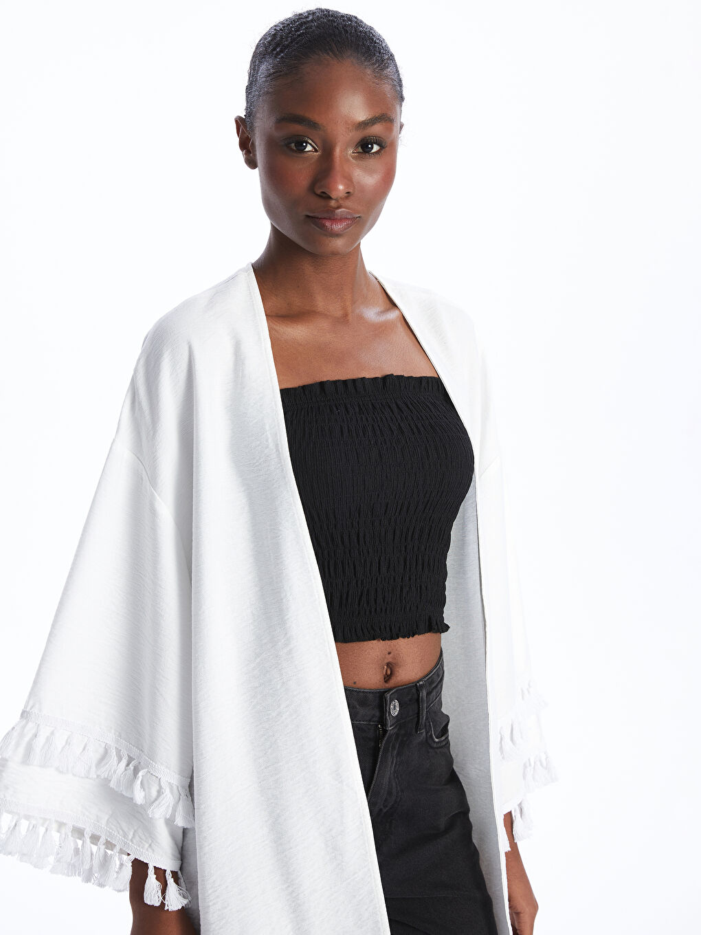 Shawl Collar Straight Long Sleeve Oversize Women's Kimono -S4DC32Z8-R9J