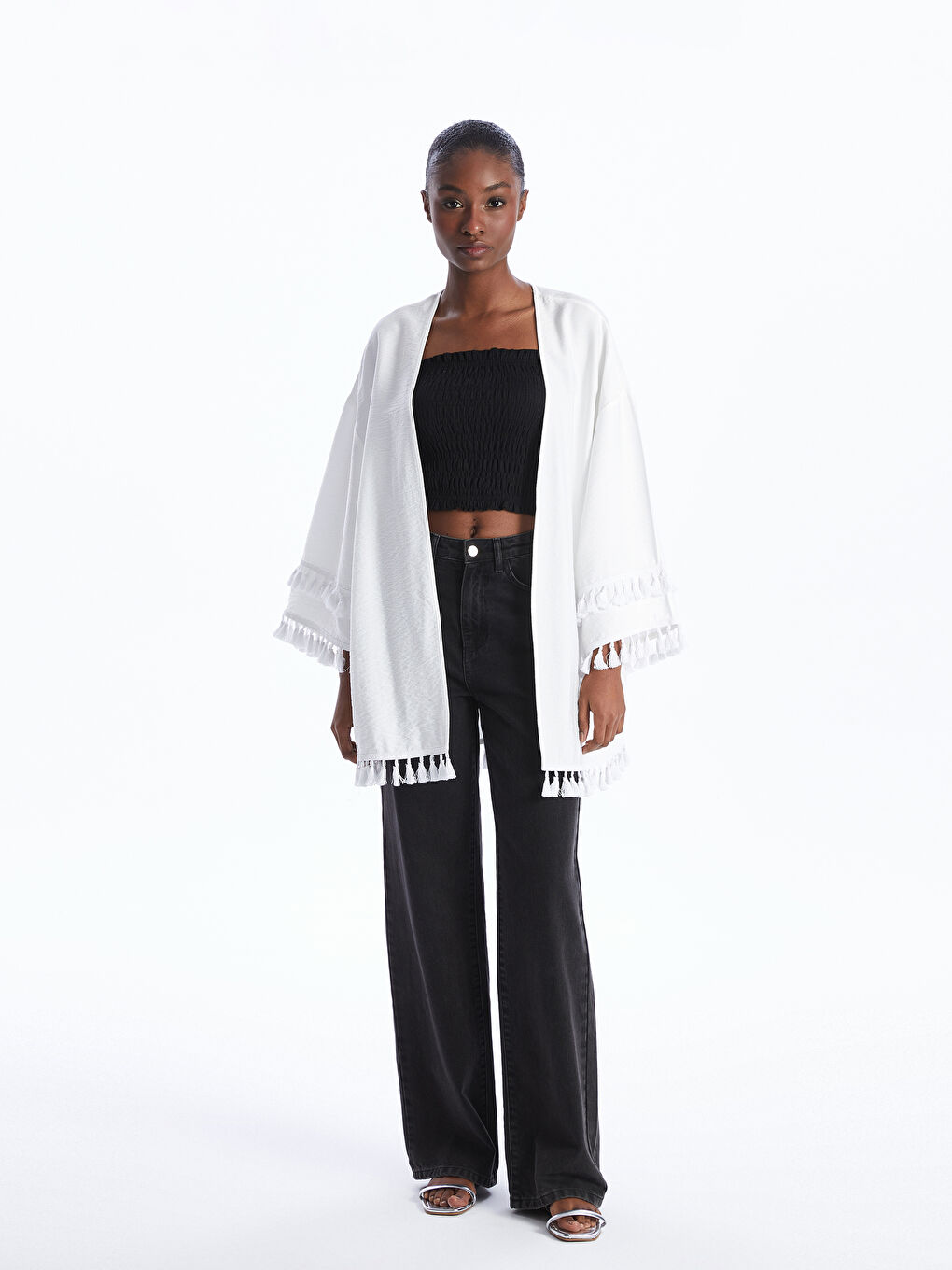 Shawl Collar Straight Long Sleeve Oversize Women's Kimono -S4DC32Z8-R9J