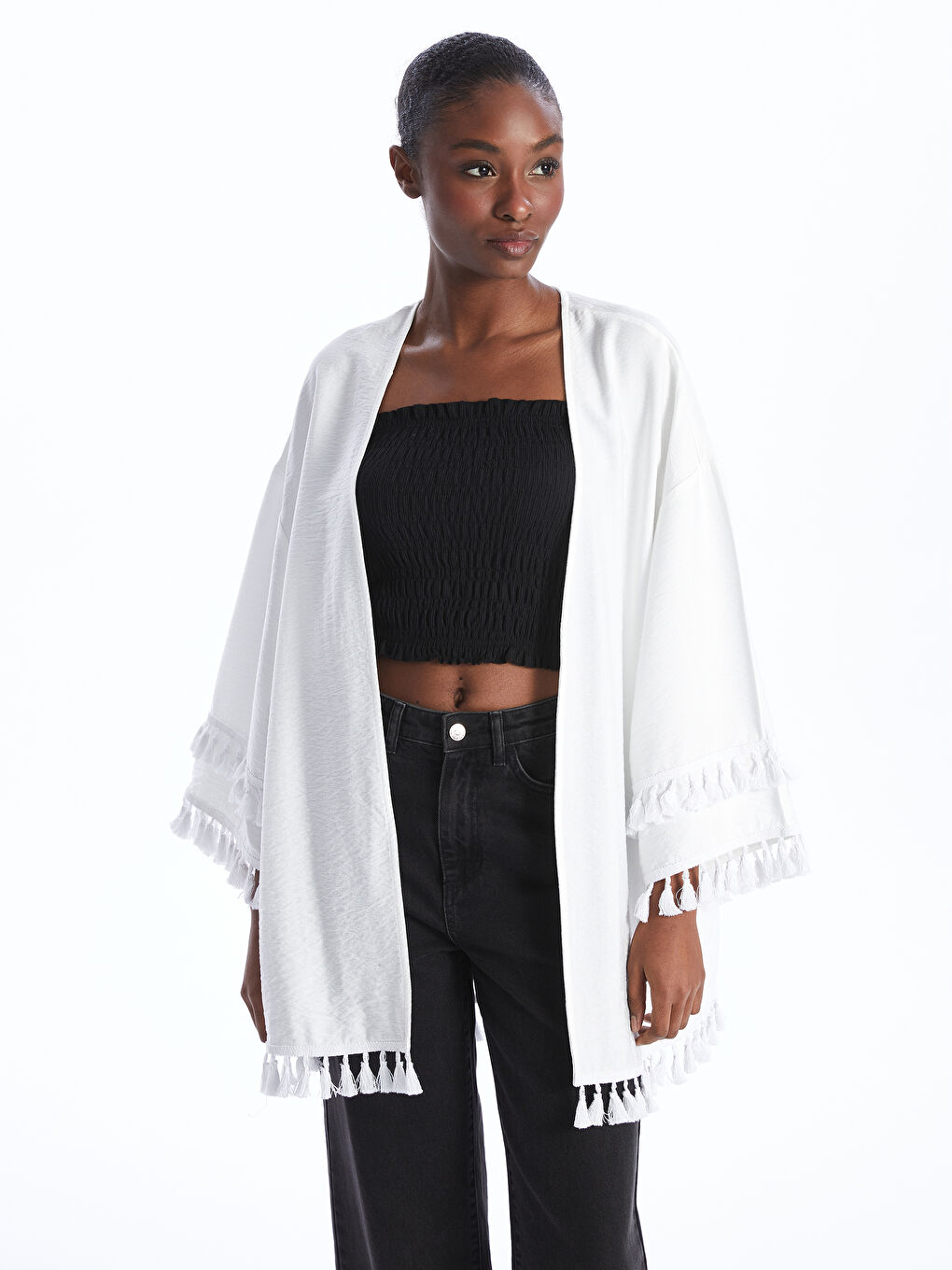 Shawl Collar Straight Long Sleeve Oversize Women's Kimono -S4DC32Z8-R9J