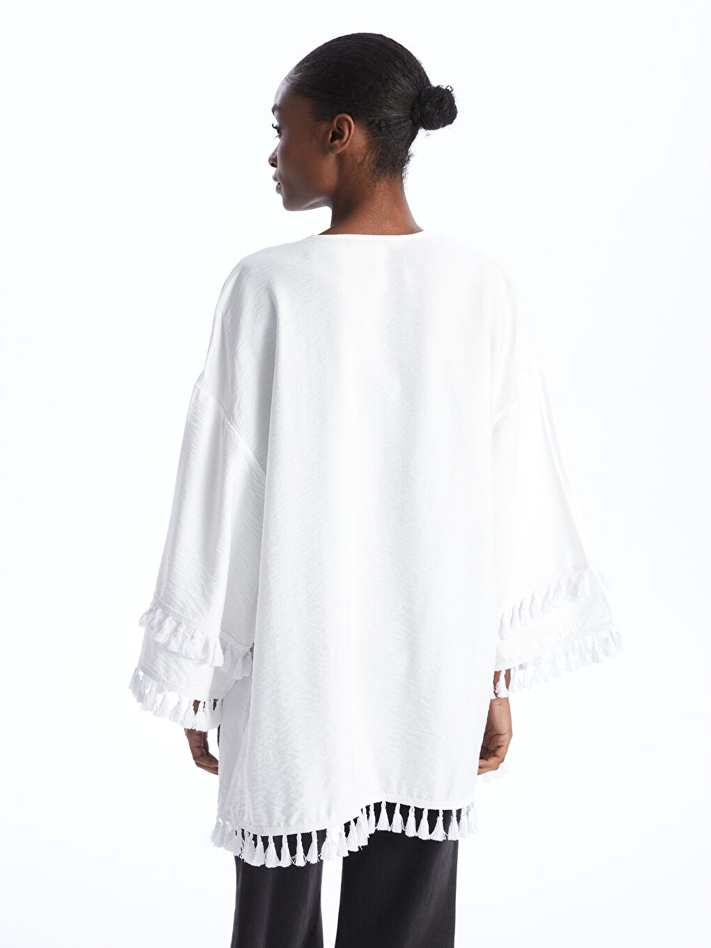 Shawl Collar Straight Long Sleeve Oversize Women's Kimono -S4DC32Z8-R9J