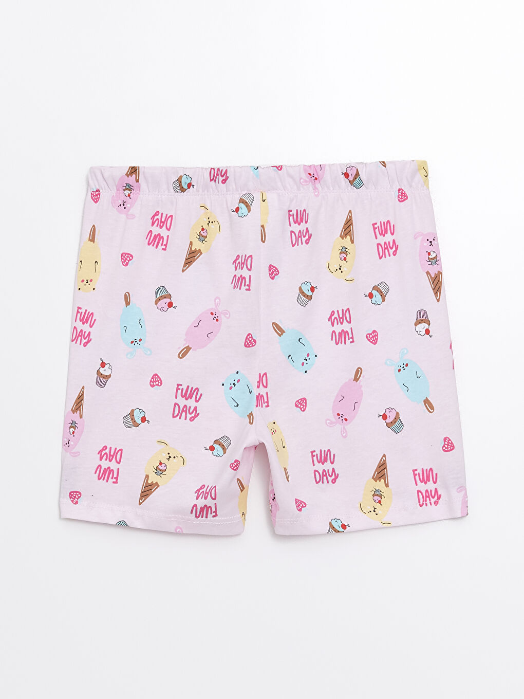 LCW Kids Pembe Baskılı Beli Lastikli Baskılı Kız Çocuk Pijama Şort - 1