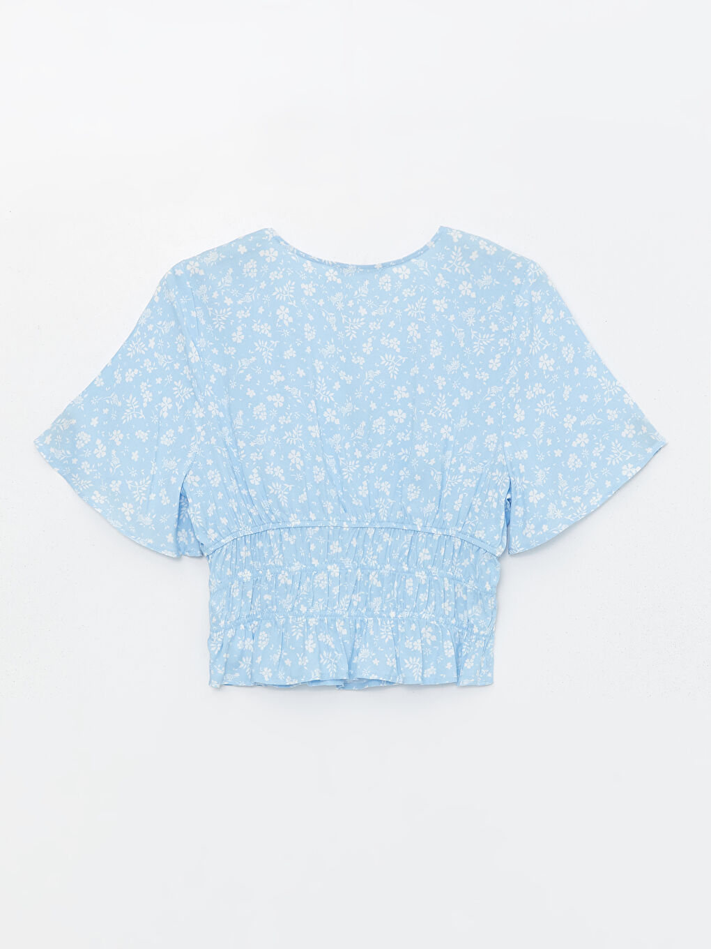 V-Neck Patterned Short Sleeve Women's Blouse -S4DC69Z8-LQQ