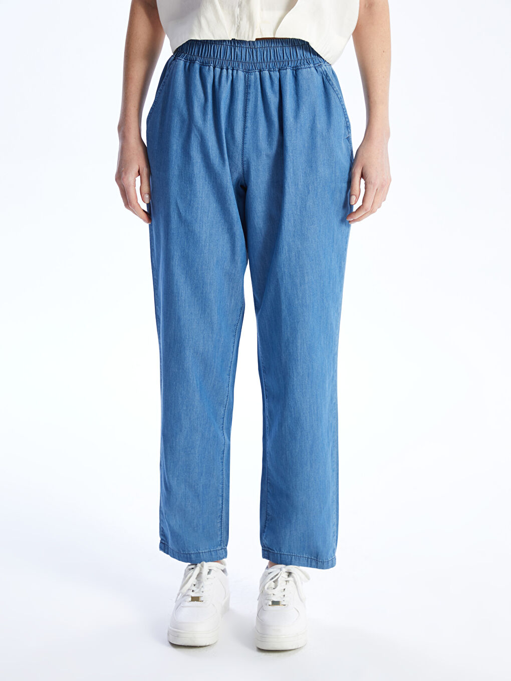 LC Waikiki Elastic Waist Wide Leg Women's Jeans -S4DC89Z8-563
