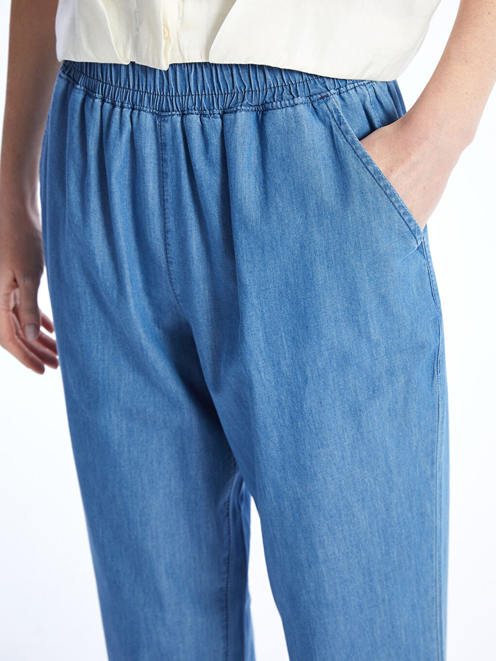 LC Waikiki Elastic Waist Wide Leg Women's Jeans -S4DC89Z8-563