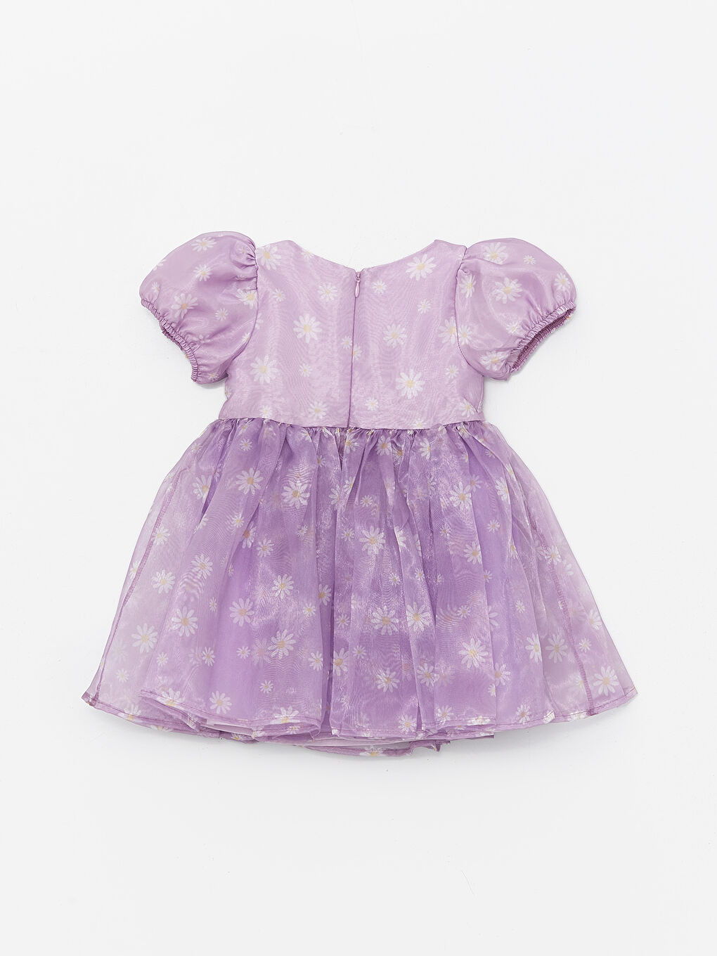 فستان بنات صغيرات بنقشة زهري وياقة مربعة-1