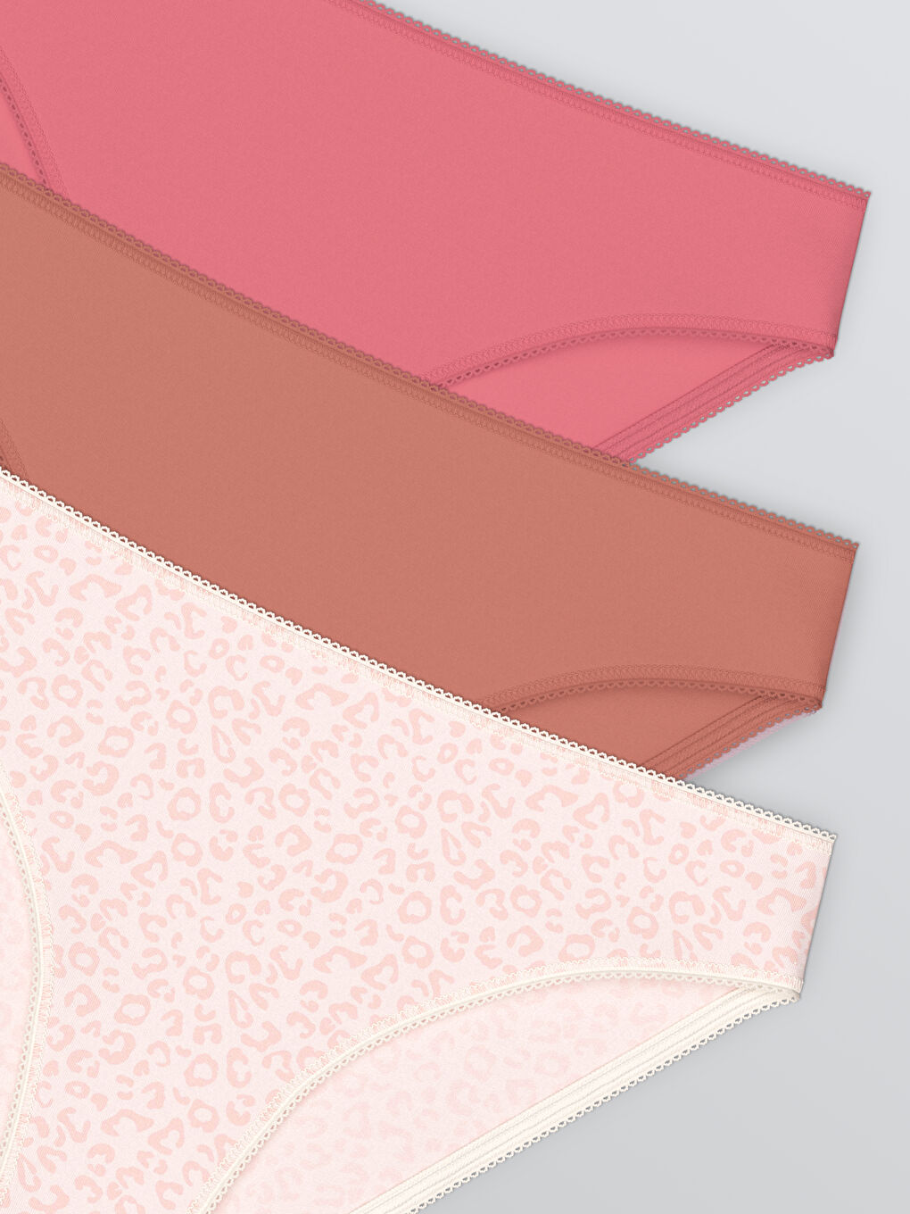 Pembe Desenli Bikini Külot 3'lü Paket-7