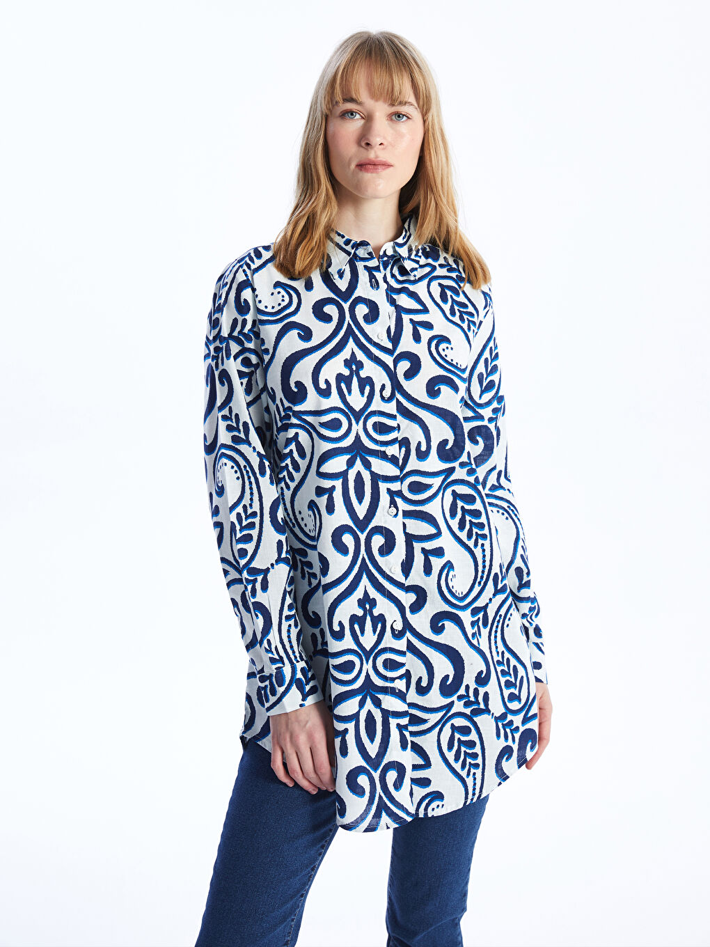 Patterned Long Sleeve Women's Shirt Tunic -S4DD80Z8-LQQ