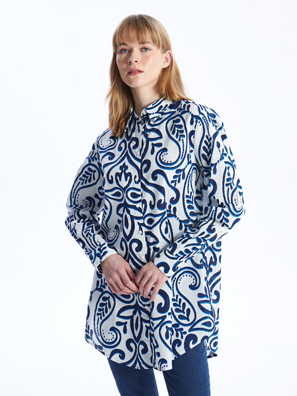 Patterned Long Sleeve Women's Shirt Tunic -S4DD80Z8-LQQ