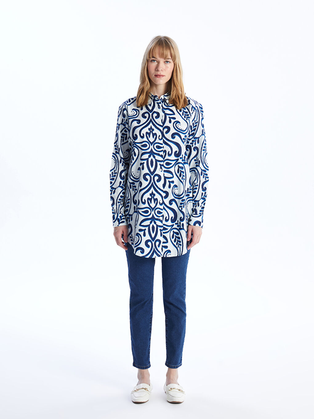 Patterned Long Sleeve Women's Shirt Tunic -S4DD80Z8-LQQ