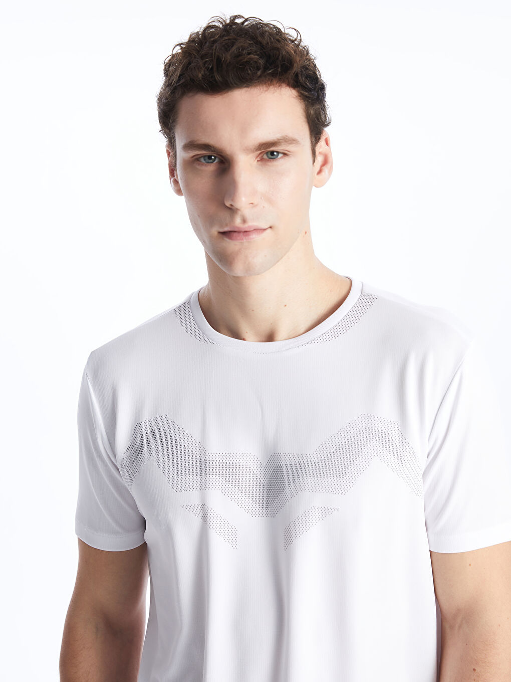 Beyaz DRY-TECH Bisiklet Yaka Kısa Kollu Erkek Tişört