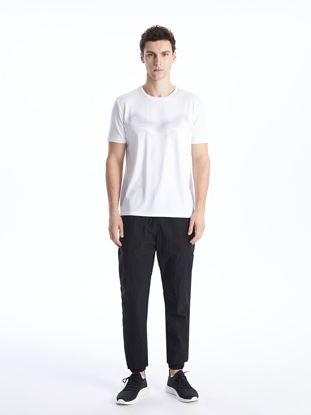 Beyaz DRY-TECH Bisiklet Yaka Kısa Kollu Erkek Tişört-2