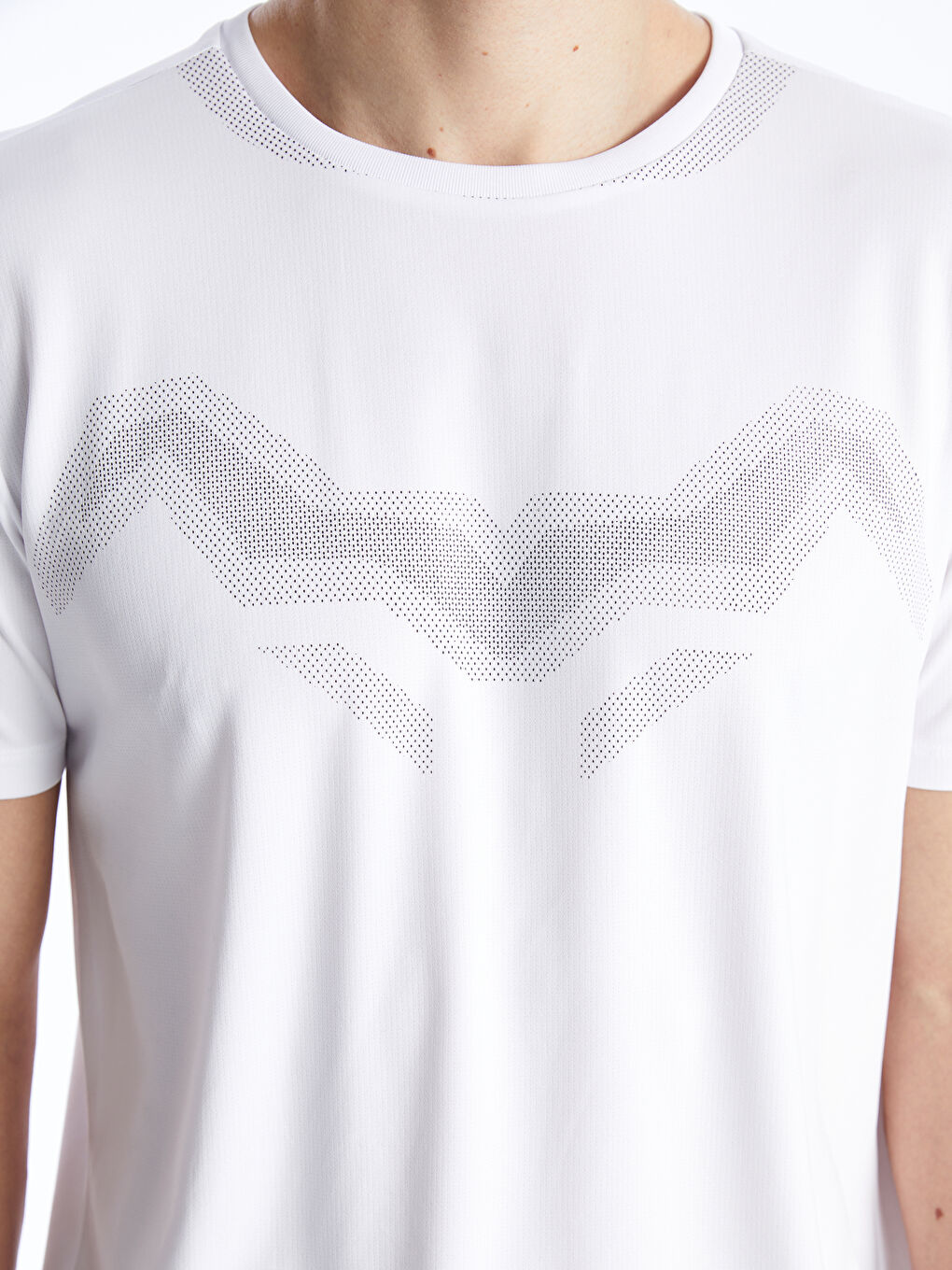 Beyaz DRY-TECH Bisiklet Yaka Kısa Kollu Erkek Tişört-3